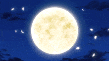 a cartoon drawing of a white wolf with sharp teeth against a full moon