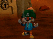a cartoon character is holding a gun and a shovel .
