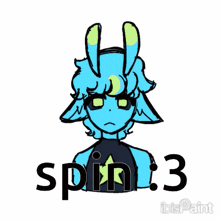 a drawing of a bunny with the words spin 3 written below it