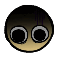 a black circle with two white circles in it
