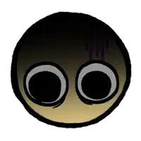 a black circle with two white circles in it
