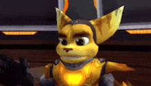 a close up of a cartoon character 's face with a serious look on his face .