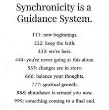 a poster that says synchronicity is a guidence system