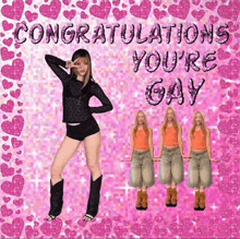 a congratulations you 're gay card with a woman dancing