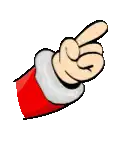 a cartoon hand is pointing to the right with its index finger