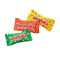three different colored wrappers of candy with the word " шипушка " on them