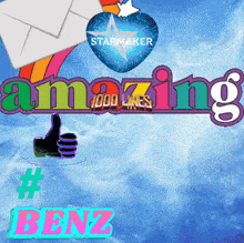 a sign that says amazing 1000 likes #benz and a thumbs up