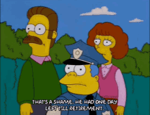 thats a shame retirement chief wiggum the simpsons police