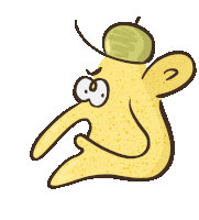 a cartoon drawing of a man with a long nose and a hat with the number 3 on it