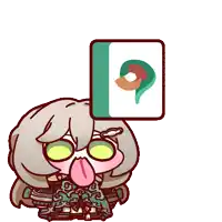 a cartoon character with a pink tongue sticking out
