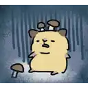 a cartoon hamster with mushrooms on its head .
