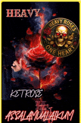 a heavy roses poster with a skull and roses
