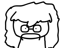 a black and white drawing of a cartoon character with glasses and a mustache