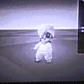 a cartoon character is standing in front of a screen that says ' rc ' on it