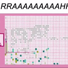 a pink and white grid with the words rraaaaaaahh on top