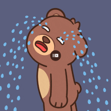 a cartoon of a teddy bear crying with tears coming out of its eyes