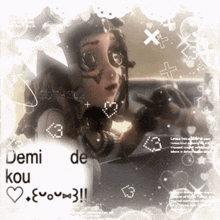 a drawing of a girl with the words demi de kou written on it