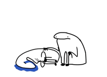 a black and white drawing of a cartoon character with a tear coming out of his eyes .