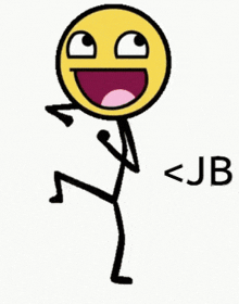 a stick figure with a smiley face and the letters <jb > on it