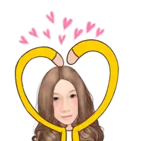 a cartoon drawing of a woman making a heart shape with her hands