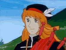 a cartoon character holding a bagpipe and wearing a black hat