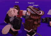 a group of cartoon characters including forgotten dwagon and shine are standing in a circle