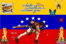 a picture of a man holding a sword with the words " if i hate you so much why do i still love you "