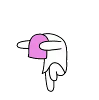 a white cartoon character with a pink hat on his head is dancing .