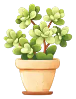 a drawing of a potted plant with green leaves