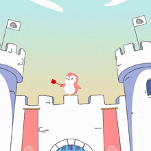 Standing On A Castle Pudgy Penguins GIF - Standing On A Castle Pudgy Penguins This Is My Castle GIFs
