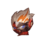 a cartoon character is wearing a helmet with a lightning bolt on it 's head