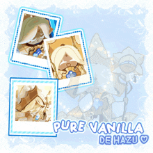 a picture of a cookie with the words pure vanilla de hazu on the bottom