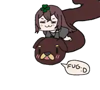 a cartoon of a girl riding on the back of a dog with a speech bubble that says fug d