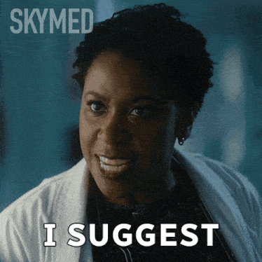 a poster for skymed shows a woman in a lab coat