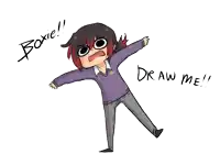 a cartoon of a person doing a handstand and the words draw me boxie