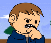 a cartoon of a man with a very angry face