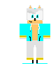 a pixel art drawing of a sonic the hedgehog wearing a blue jacket and white pants .