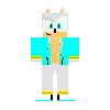 a pixel art drawing of a sonic the hedgehog wearing a blue jacket and white pants .