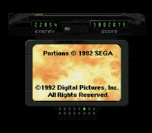 a screen that says portions 1992 sega and 1992 digital pictures inc. all rights reserved