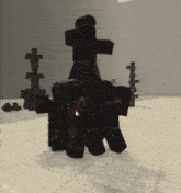 a group of minecraft characters standing next to each other on a tiled floor