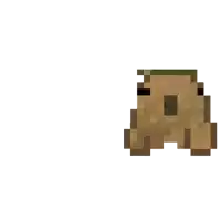 a pixel art drawing of a brown item with a black nose