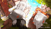 a drawing of a girl with a white sweater and an orange haired girl with a white jacket