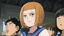a group of cartoon characters are looking at something