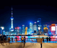 skyline shanghai buildings night