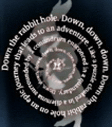 a picture of a rabbit in a circle with words around it
