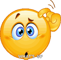 a cartoon smiley face with the words what 's up on the bottom