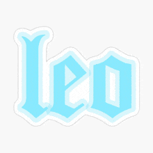 a light blue leo sticker with a white background