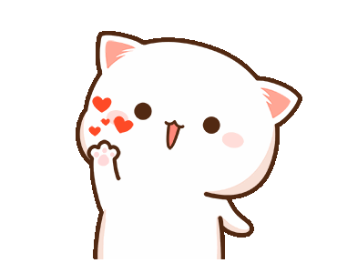 a cartoon cat with hearts coming out of its nose