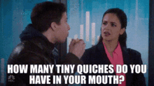 B99 Amy Santiago GIF - B99 Amy Santiago How Many Tiny Quiches Do You Have In Your Mouth GIFs