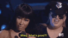 Nicki Minaj Miley Cyrus GIF - Nicki Minaj Miley Cyrus Miley Whats Good GIFs